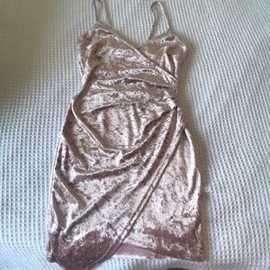 Light pink velvet mini dress